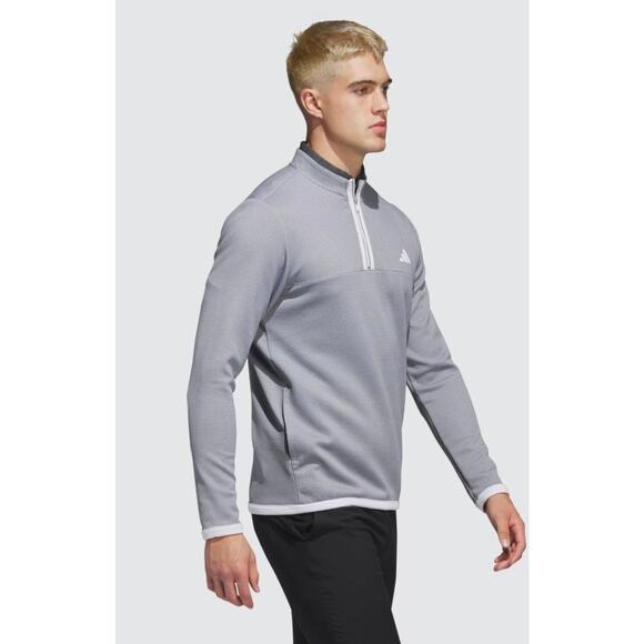 Adidas Mens 1/4 Zip Microdot Golf Pullover in Light Gray Large - Picture 5 of 8
